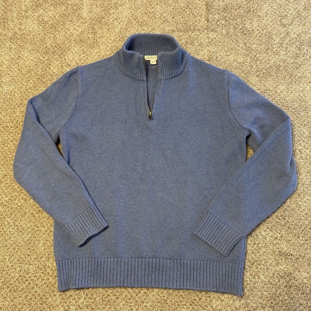 Crew Cuts 1/4 Zip Sweater Kids Boys LargeBlue Preppy Classic Cotton Minimal Knit